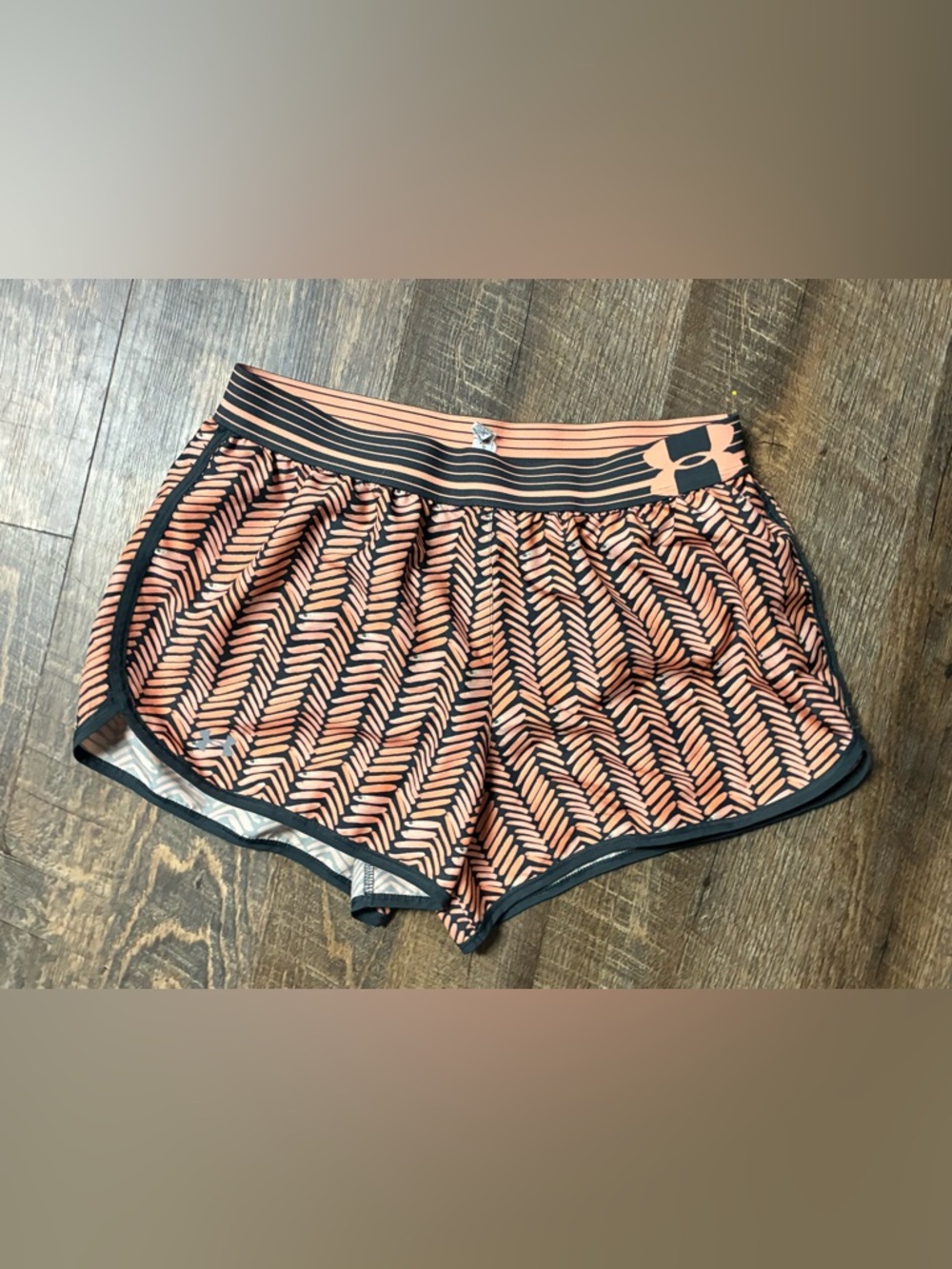 Under Armour Peach Chevron-Print Athletic Shorts with Black Accents
